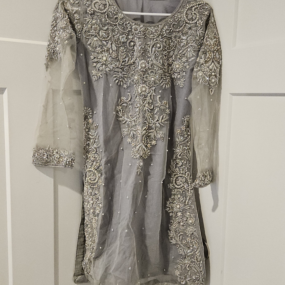 Elegant Silver Embellished Dress